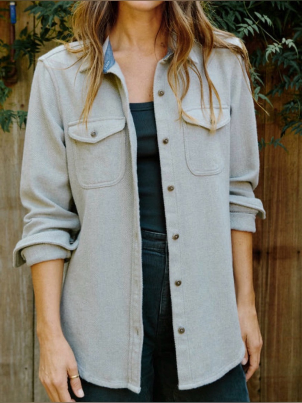 Outerknown Light Gray Button-Up Overshirt Jacket